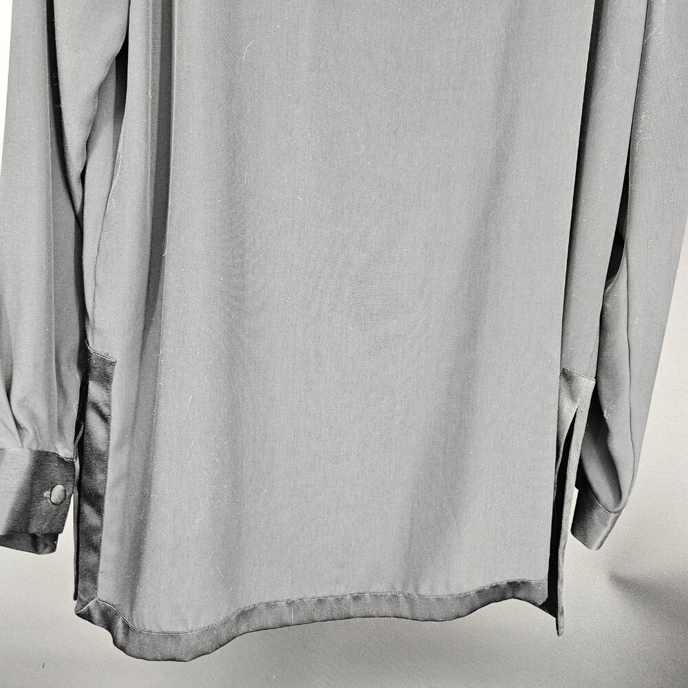 Vintage Christie and Jill Shirt Blouse Women Medium Black Bow Satin Trim 90s NEW - Picture 6 of 10